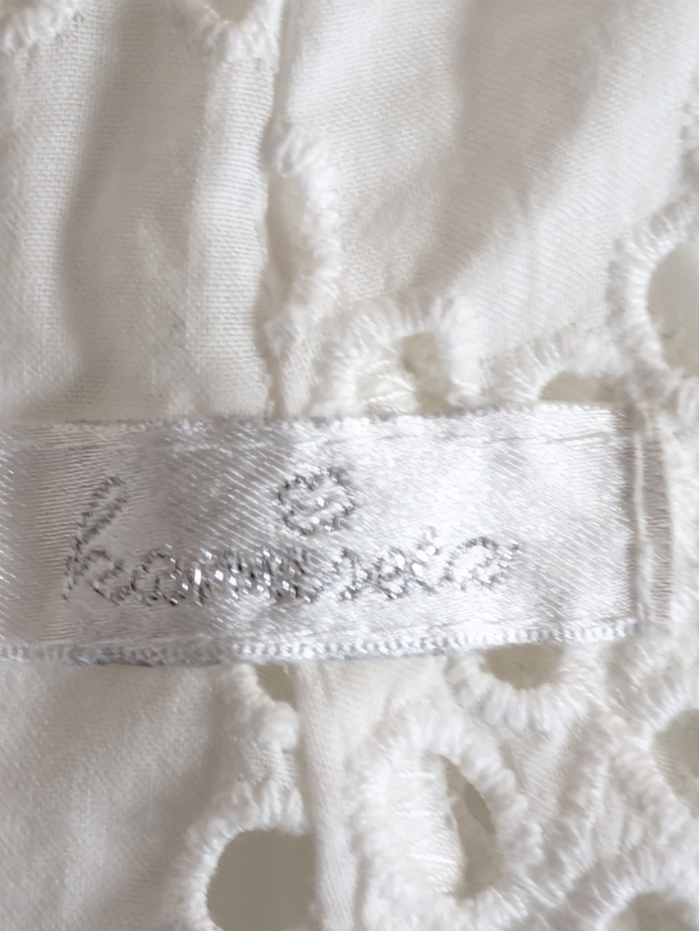 Kamiseta Eyelet Button Down Top Blouse Cream Sz S Puff Sleeve Romantic Lace EUC - Picture 9 of 14